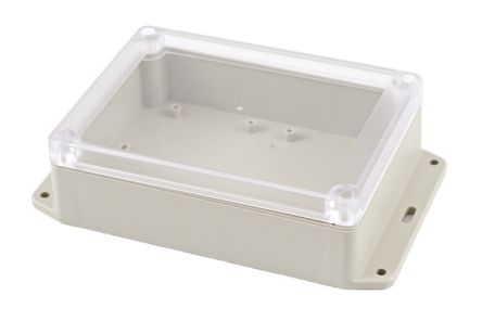 Hammond RP Series Light Grey ABS General Purpose Enclosure, IP65, Flanged, Clear Lid, 145 x 105 x 40mm [RP1205BFC]; 268-1742