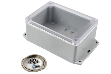 Hammond RP Series Light Grey Polycarbonate General Purpose Enclosure, IP65, Flanged, Clear Lid, 145 x 105 x 60mm [RP1210BFC]; 268-1747
