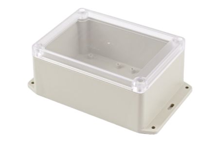Hammond RP Series Light Grey ABS General Purpose Enclosure, IP65, Flanged, Clear Lid, 145 x 105 x 60mm [RP1215BFC]; 268-1751