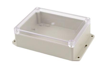 Hammond RP Series Light Grey ABS General Purpose Enclosure, IP65, Flanged, Clear Lid, 165 x 125 x 55mm [RP1235BFC]; 268-1760
