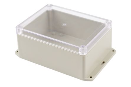 Hammond RP Series Light Grey ABS General Purpose Enclosure, IP65, Flanged, Clear Lid, 165 x 125 x 75mm [RP1245BFC]; 268-1769