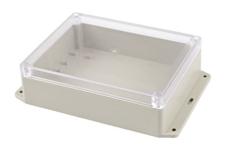 Hammond RP Series Light Grey ABS General Purpose Enclosure, IP65, Flanged, Clear Lid, 186 x 146 x 55mm [RP1275BFC]; 268-1776