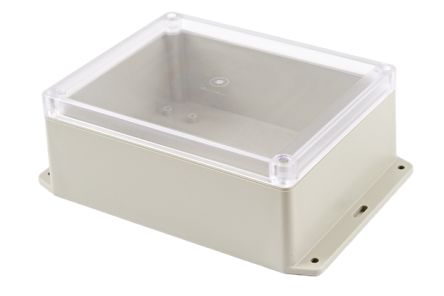 Hammond RP Series Light Grey ABS General Purpose Enclosure, IP65, Flanged, Clear Lid, 186 x 146 x 75mm [RP1285BFC]; 268-1783