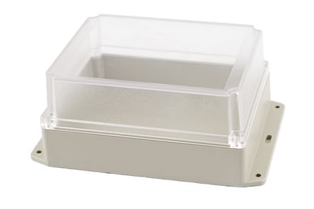 Hammond RP Series Light Grey ABS General Purpose Enclosure, IP65, Flanged, Clear Lid, 186 x 146 x 90mm [RP1375BFC]; 268-1791