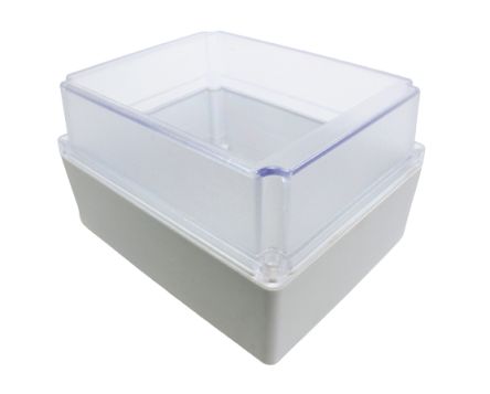 Hammond RP Series Light Grey Polycarbonate General Purpose Enclosure, IP65, Clear Lid, 186 x 146 x 110mm [RP1380C]; 268-1796