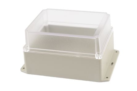 Hammond RP Series Light Grey ABS General Purpose Enclosure, IP65, Flanged, Clear Lid, 186 x 146 x 110mm [RP1385BFC]; 268-1799