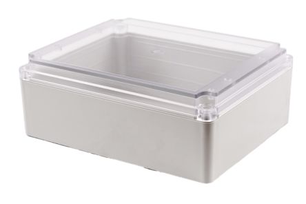 Hammond RP Series Light Grey Polycarbonate General Purpose Enclosure, IP65, Clear Lid, 250 x 200 x 95mm [RP1610C]; 268-1809