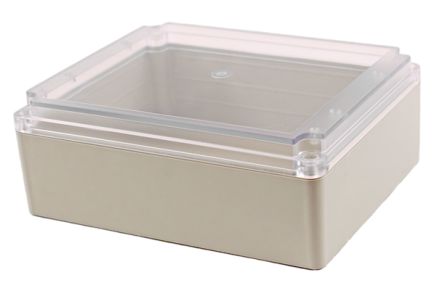 Hammond RP Series Light Grey ABS General Purpose Enclosure, IP65, Clear Lid, 250 x 200 x 95mm [RP1615C]; 268-1810