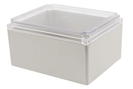 Hammond RP Series Light Grey ABS General Purpose Enclosure, IP65, Clear Lid, 254 x 204 x 130mm [RP1635C]; 268-1813