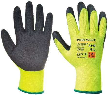 Portwest A140BK Black Acrylic Thermal Gloves, Size 11, Latex Coating [A140BKRXXL]; 268-1898