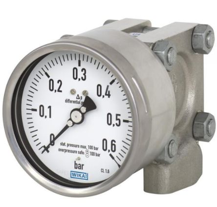 WIKA G 1/2 Analogue Differential Pressure Gauge 2.5bar Bottom Entry 100mm Outside Diameter [48791441]; 268-5601