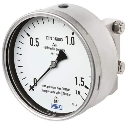 WIKA G 1/2 Analogue Differential Pressure Gauge 6bar Bottom Entry 160mm Outside Diameter [48798736]; 268-5674