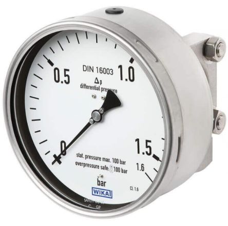 WIKA G 1/2 Analogue Differential Pressure Gauge 2.5bar Bottom Entry 160mm Outside Diameter [48803857]; 268-5722