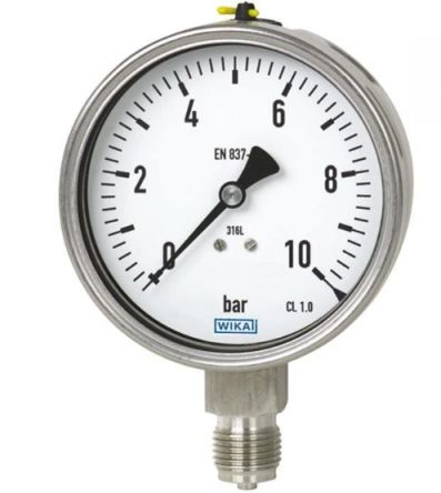 WIKA NPT 1/4 Analogue Pressure Gauge 10bar Bottom Entry 63mm Outside Diameter [48951226]; 268-5749