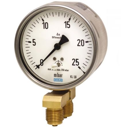 WIKA G 1/2 Analogue Differential Pressure Gauge 60mbar Bottom Entry 160mm Outside Diameter [66030331]; 268-5773