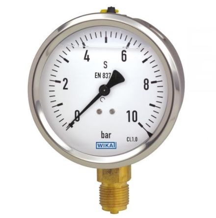 WIKA G 1/2 Analogue Pressure Gauge 1.5bar Bottom Entry 100mm Outside Diameter [7481668]; 268-5802