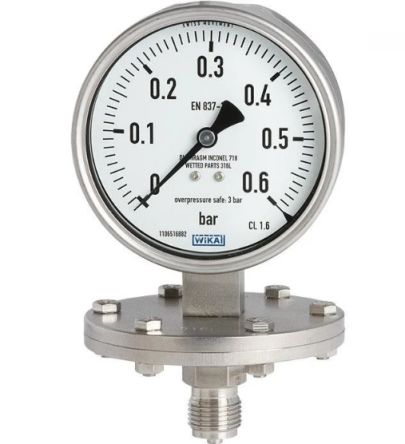 WIKA NPT 1/2 Analogue Pressure Gauge 100mbar Bottom Entry 100mm Outside Diameter [8503400]; 268-5825
