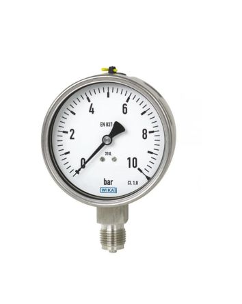 WIKA DN 51 Analogue Pressure Gauge 16bar Bottom Entry 100mm Outside Diameter [48607053]; 268-6019