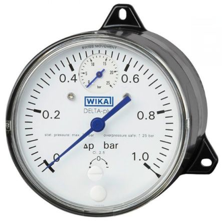 WIKA G 1/4 Analogue Differential Pressure Gauge 250mbar Bottom Entry 100mm Outside Diameter [48655979]; 268-6069