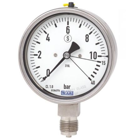 WIKA G 1/2 Analogue Pressure Gauge 1bar Bottom Entry 160mm Outside Diameter [48665236]; 268-6079