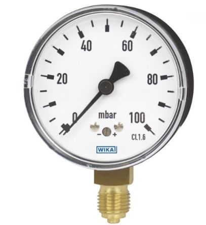 WIKA G 1/4 Analogue Pressure Gauge 0mbar Bottom Entry 63mm Outside Diameter [48703187]; 268-6129