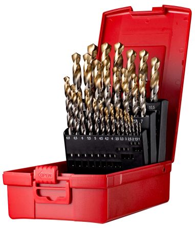 Dormer 29-Piece Jobber Drill Set for Multi-Material, 13mm Max, 1mm Min, High Speed Steel Bits [A095206]; 268-6423