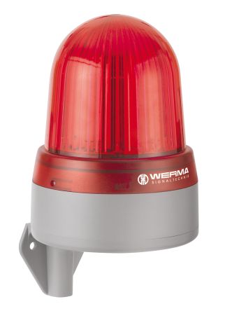 Werma 432 Series Red LED Beacon, 24 V ac/dc, IP65, Wall Mount, 108dB at 1 Metre [432.100.75]; 268-7313