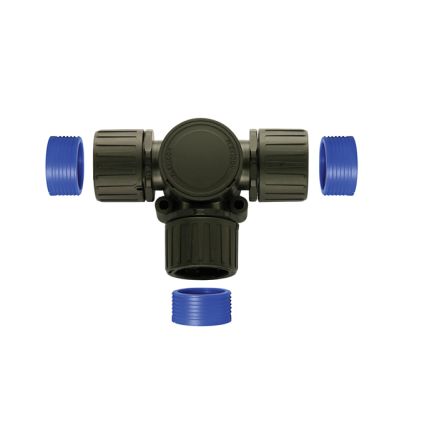 Flexicon T Piece, Conduit Fitting, 42mm Nominal Size, 36mm, Nylon, Black [FPAX42TB]; 268-7432