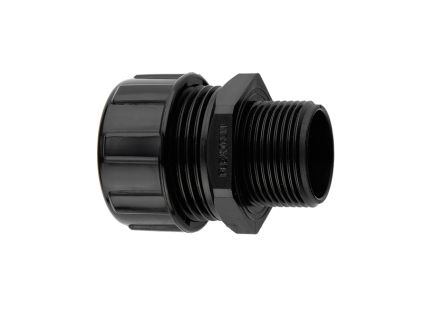Flexicon Fixed Straight, Conduit Fitting, 40mm Nominal Size, M40mm, Nylon, Black [MP-40-M40B]; 268-7454