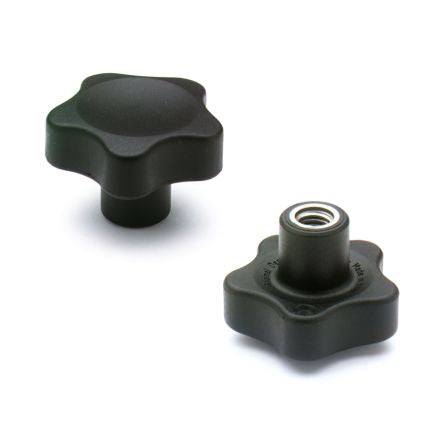 Elesa 166345 Black Glass Fibre Reinforced Polyamide Knob, M6, Threaded Hole [166345]; 268-7580