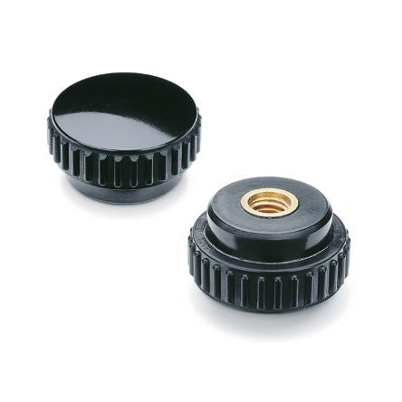 Elesa 2102 Black Duroplast Round Knob, M4, Blind Hole [2102]; 268-7599