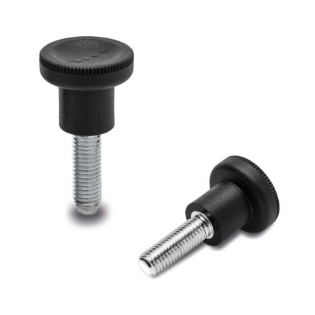 Elesa 243121-C1 Black Glass Fibre Reinforced Polyamide Round Knob, M5 x 10, Threaded Stud [243121-C1]; 268-7636