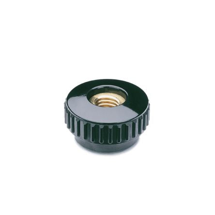 Elesa 2513 Black Duroplast Round Knob, M10, Threaded Through Hole [2513]; 268-7649