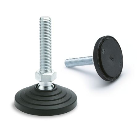Elesa M16 60mm Dia. PA Levelling Adjustable Foot, 1400daN Static Load Capacity 15° Tilt Angle [303541]; 268-7668