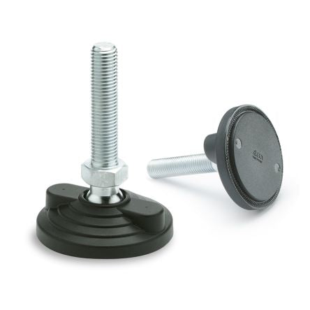 Elesa M8 80mm Dia. PA Levelling Adjustable Foot, 1600daN Static Load Capacity 15° Tilt Angle [311121]; 268-7673