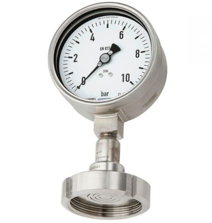 WIKA DN 25 Analogue Pressure Gauge 10bar Bottom Entry 100mm Outside Diameter [48726614]; 268-8054