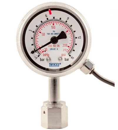 WIKA 1/4 in Analogue Pressure Gauge 250bar Bottom Entry 2in Outside Diameter [48761510]; 268-8145