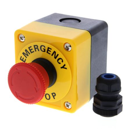 Omron A22E Series Emergency Stop Push Button, Surface Mount, DPST, IP65 [A22E-M-02B]; 268-8378