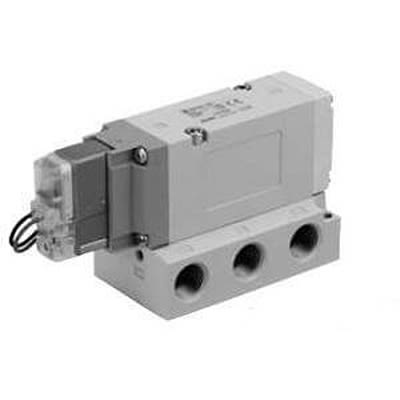 SMC 3-position closed center Pneumatic Solenoid Valve - Solenoid G 3/8 VF Series 24V dc [VF5320-5YOD1-03F]; 268-9738