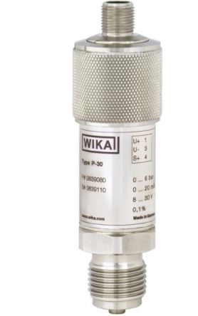 WIKA P-30 Series Pressure Sensor, 0bar Min, 1.6bar Max, 2 Wire, 4 → 20 mA Output, Gauge Reading [48807179]; 269-0133
