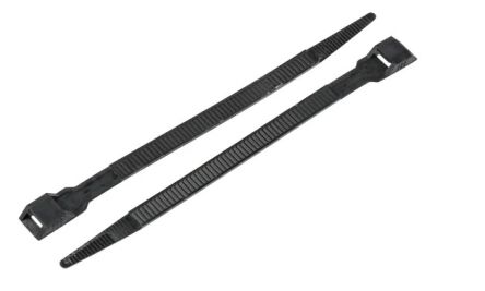 RS PRO Cable Tie, Double Locking, 265mm x 9 mm, Black Nylon, Pk-250 [0]; 269-1819