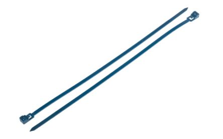 RS PRO Cable Tie, Releasable, 250mm x 4.5 mm, Blue Metal Detectable, Pk-250 [0]; 269-1857