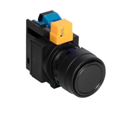 Idec HW Series Series Push Button, Momentary, Panel Mount, 22.3mm Cutout, SPST, Black LED, 600V, IP20, IP65 [HW1B-M110B]; 269-3006