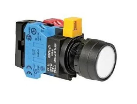 Idec HW Series Series Illuminated Push Button, Momentary, Panel Mount, 22.3mm Cutout, SPST, White LED, 24V ac/dc, IP20, [HW1L-M110Q4PW]; 269-3013
