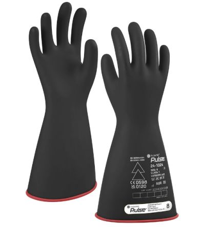 Tilsatec 24-1024 Black/Red Natural Rubber Latex Electrical Protection Work Gloves, Size 8, Latex, Natural Rubber Coating [24-1024/08]; 269-4132