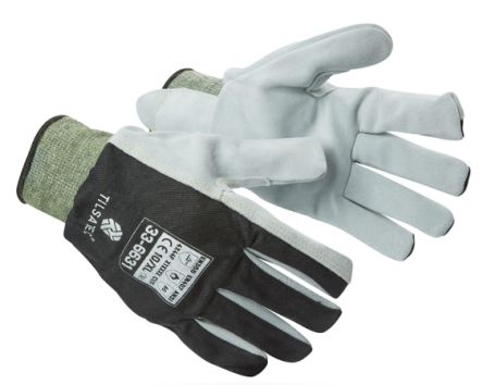 Tilsatec 33-6631 Black/Grey Leather Cut Resistant, Puncture Resistant Work Gloves, Size 8, Leather Coating [33-6631-08]; 269-4149