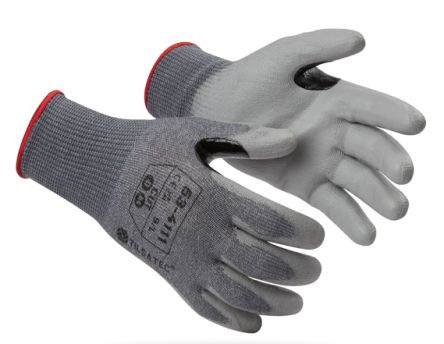 Tilsatec 53-4111 Grey Yarn Cut Resistant Work Gloves, Size 11, Polyurethane Coating [53-4111-11]; 269-4171