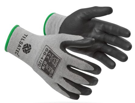 Tilsatec 58-4120 Black/Grey Yarn Cut Resistant Work Gloves, Size 11, Foam Coating [58-4120-11]; 269-4192