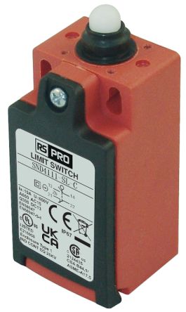 RS PRO Plunger Limit Switch, 1NC/1NO, IP67, SPDT, Glass Reinforced Plastic (GRP) Housing, 250V ac ac Max, 3A Max [0]; 269-5463