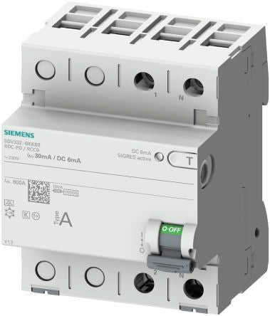 Siemens RCCB, 25A, 2 Pole, 30mA, Type A, 230V [5SV3322-6KK60]; 269-9755